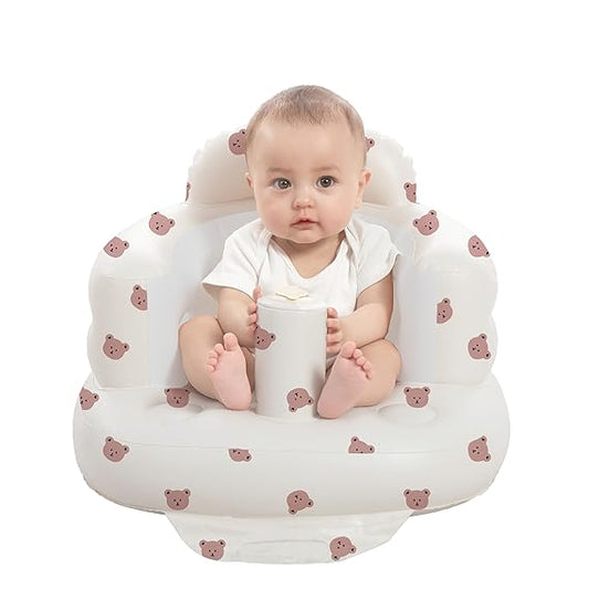Inflatable Baby Seat for Babies 3-36 Months, Built in Air Pump Children Baby Sofa, Bumbo Seat for Learning to Sit, Feeding