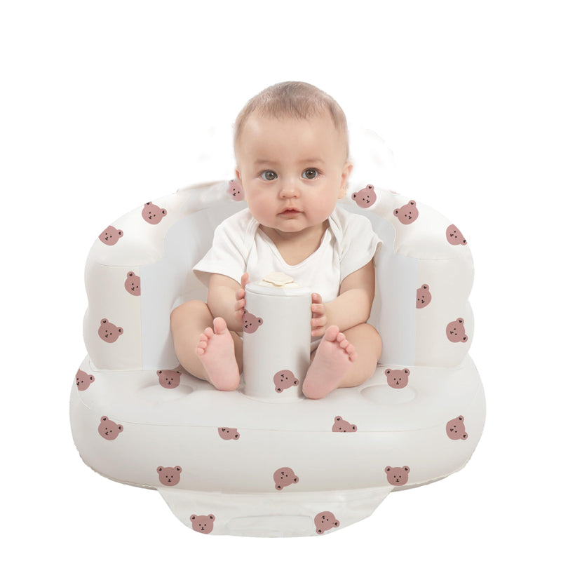 Inflatable Baby Seat for Babies 3-36 Months, Built in Air Pump Children Baby Sofa, Bumbo Seat for Learning to Sit, Feeding