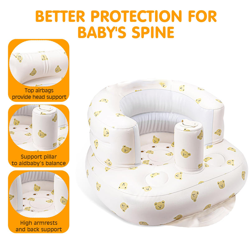 Inflatable Baby Seat for Babies 3-36 Months, Built in Air Pump Children Baby Sofa, Bumbo Seat for Learning to Sit, Feeding