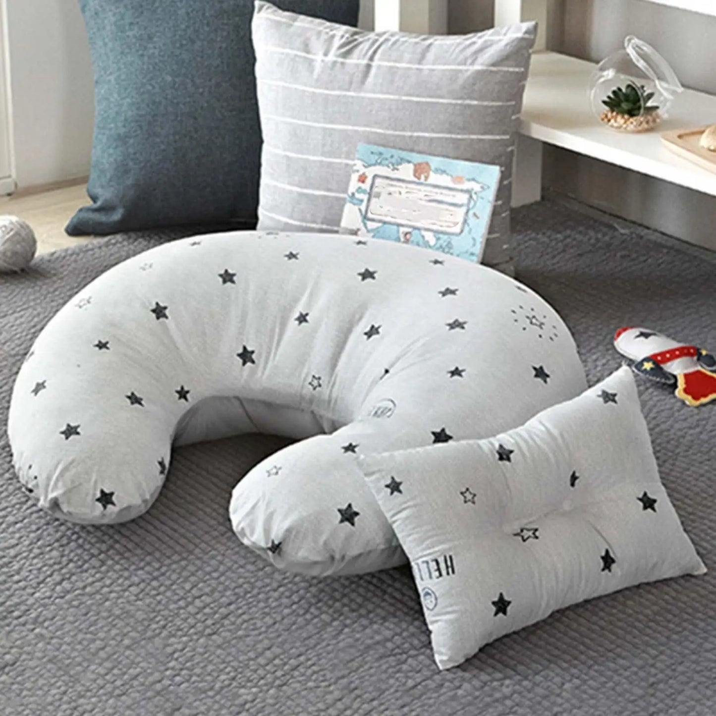 U-Shaped Boppy Baby Nursing & Feeding Cushion ,Waist Support for Breastfeeding, Breathable Fabric Ergonomic Shape Nursing Cushion