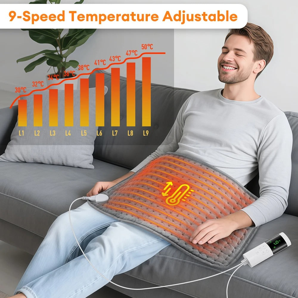 Electric Heating Pads for Back and Period Cramps, Portable Heating Pad For Neck, Shoulders, and Back Warm Blanket Timed Temperature Control and Machine Washable