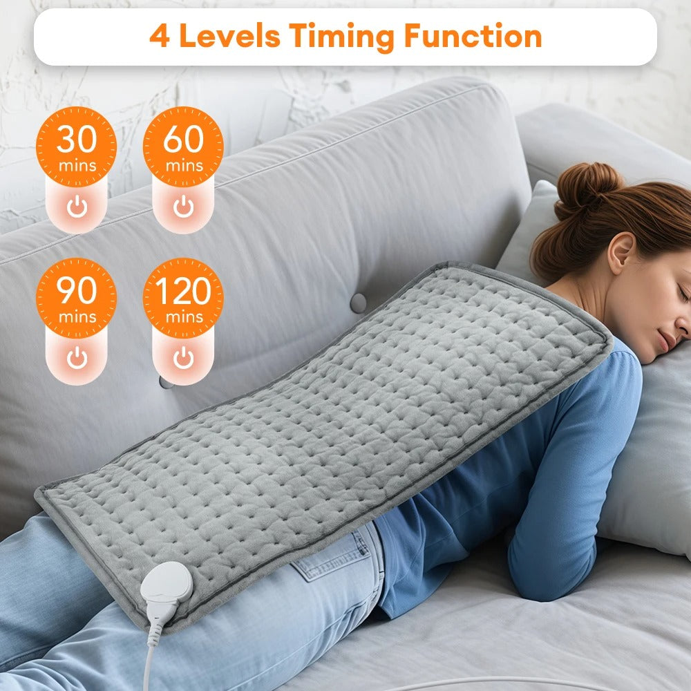 Electric Heating Pads for Back and Period Cramps, Portable Heating Pad For Neck, Shoulders, and Back Warm Blanket Timed Temperature Control and Machine Washable