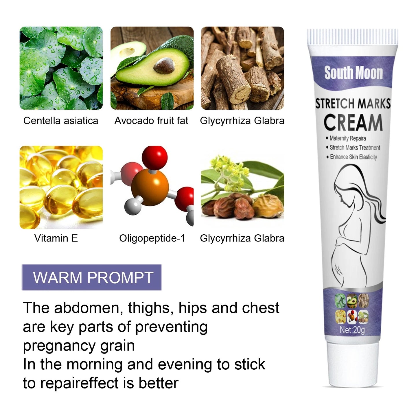 Pregnancy Stretch Marks Cream Improves Elasticity Fade Growth Lines Smoothing Nourishing Moisturizing Firming Skin Care