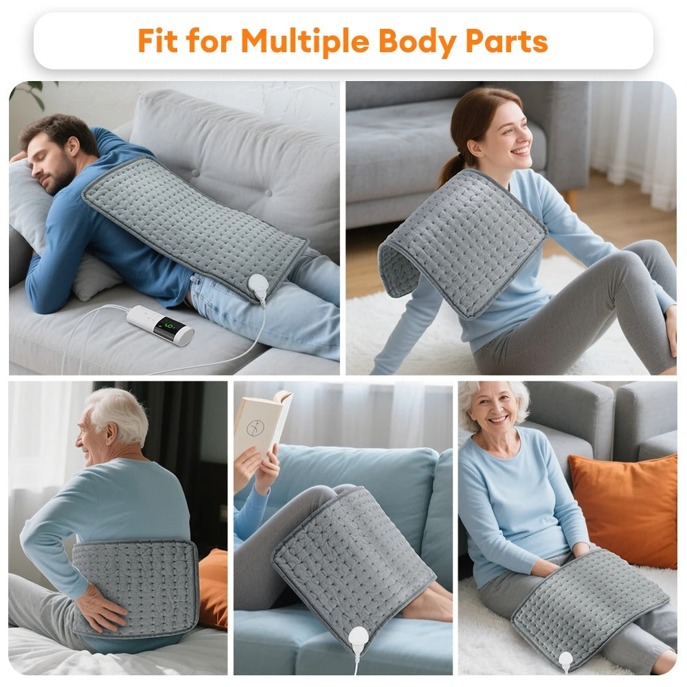 Electric Heating Pads for Back and Period Cramps, Portable Heating Pad For Neck, Shoulders, and Back Warm Blanket Timed Temperature Control and Machine Washable