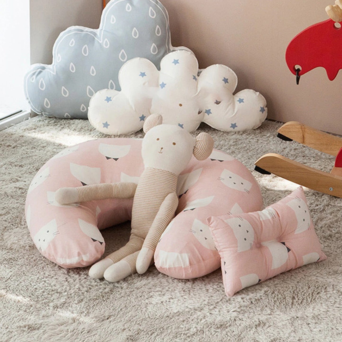 U-Shaped Boppy Baby Nursing & Feeding Cushion ,Waist Support for Breastfeeding, Breathable Fabric Ergonomic Shape Nursing Cushion
