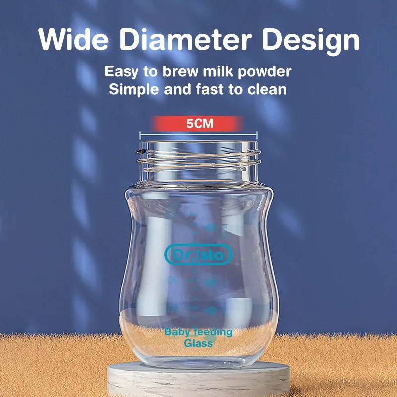 Anti-Choke Glass Baby Bottle 90/160ML, Anti-flatulence Milk Feeding Bottles Infant BPA Free 0-3 Month