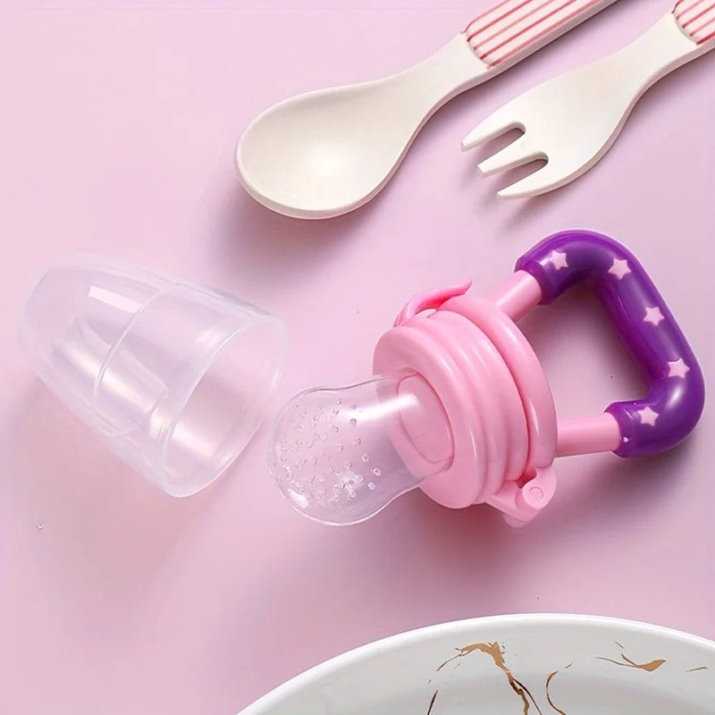 Baby Feeding Spoon, Fruit Grinding Pacifier, Silicone Mesh Baby Feeding Tableware