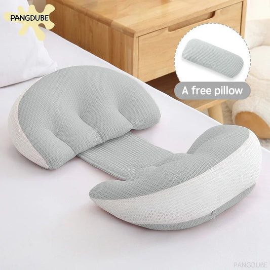 2 Piece Pregnancy Pillow With Free Auxiliary Pillow, Cotton Waist Support Pillow for Pregnant Women