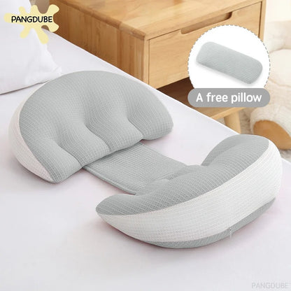 2 Piece Pregnancy Pillow With Free Auxiliary Pillow, Cotton Waist Support Pillow for Pregnant Women