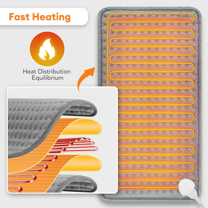 Electric Heating Pads for Back and Period Cramps, Portable Heating Pad For Neck, Shoulders, and Back Warm Blanket Timed Temperature Control and Machine Washable