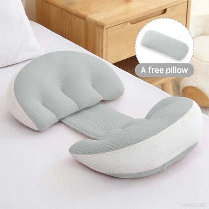 2 Piece Pregnancy Pillow With Free Auxiliary Pillow, Cotton Waist Support Pillow for Pregnant Women